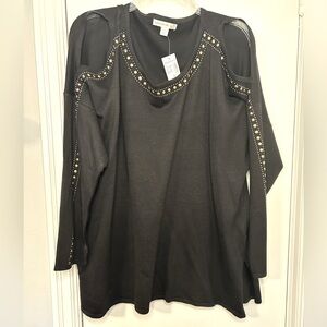 Cold Shoulder with Copper Embellishments